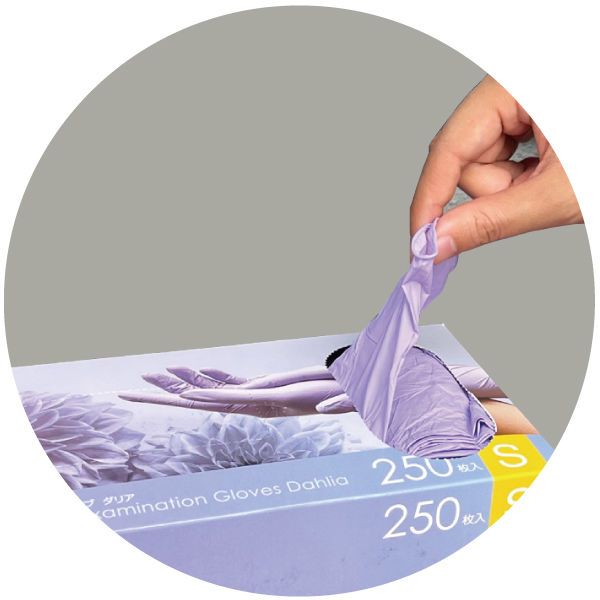 検査検診用ニトリルグローブ ダリア パッケージ詳細