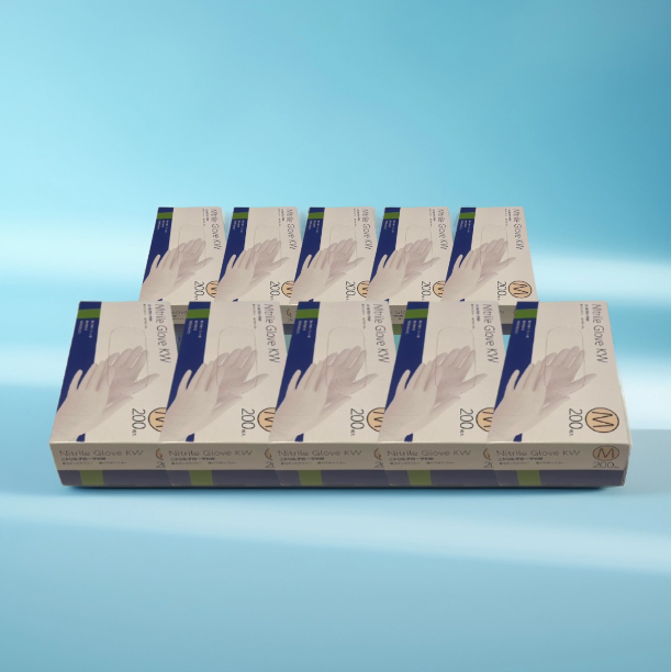 ニトリルグローブ KW ホワイト ケース積み
